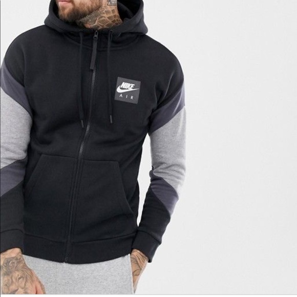 nike air zip through hoodie in black